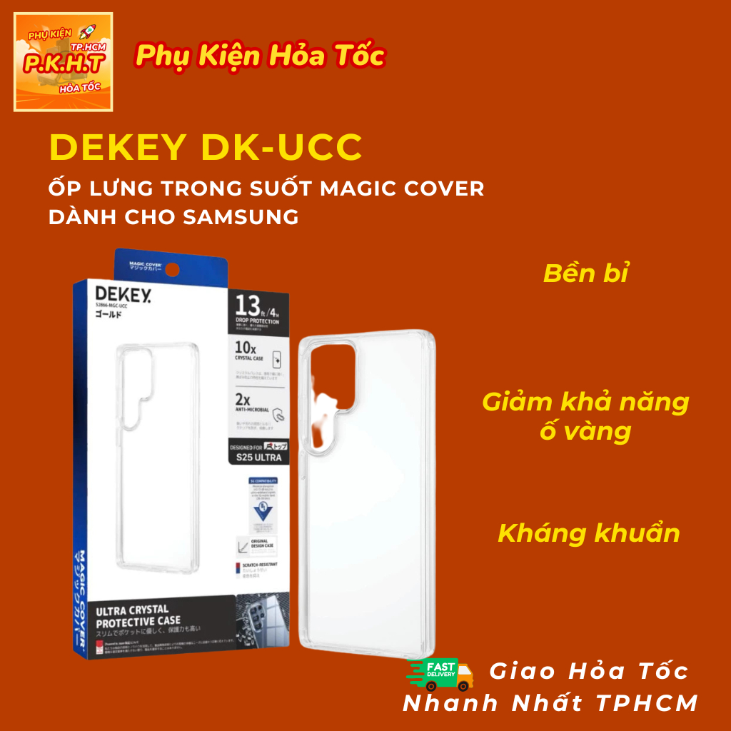 Ốp Lưng Trong Suốt Samsung S24 / S25 Series DeKey Magic Cover Ultra Crystal - Chống Ố Vàng, Chống Bá