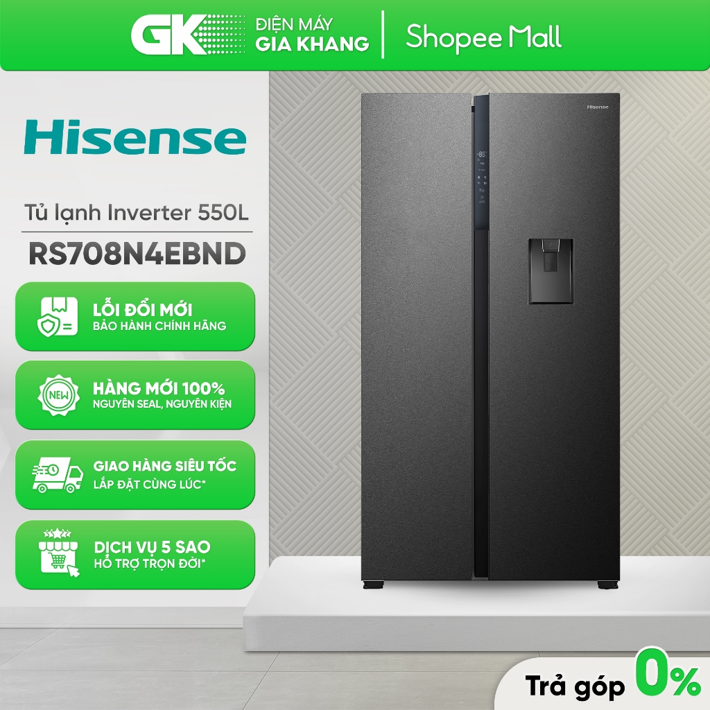 Tủ Lạnh HISENSE Inverter 550L Side By Side RS708N4EBND [Freeship HCM]