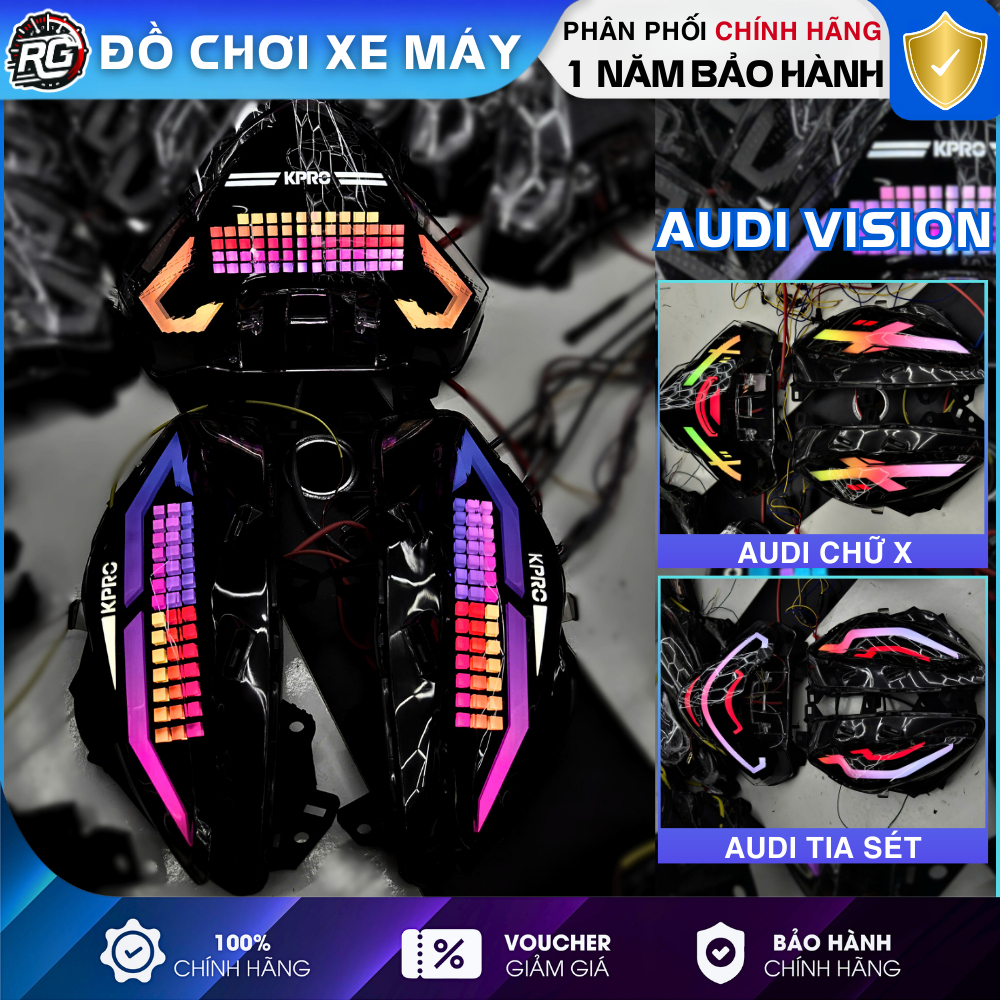 Cụm Audi Hậu Vision Matrix, Audi Chữ X, Tia Sét Vision 2021-2025 Full Cụm Và Led Cắm Jack Zin