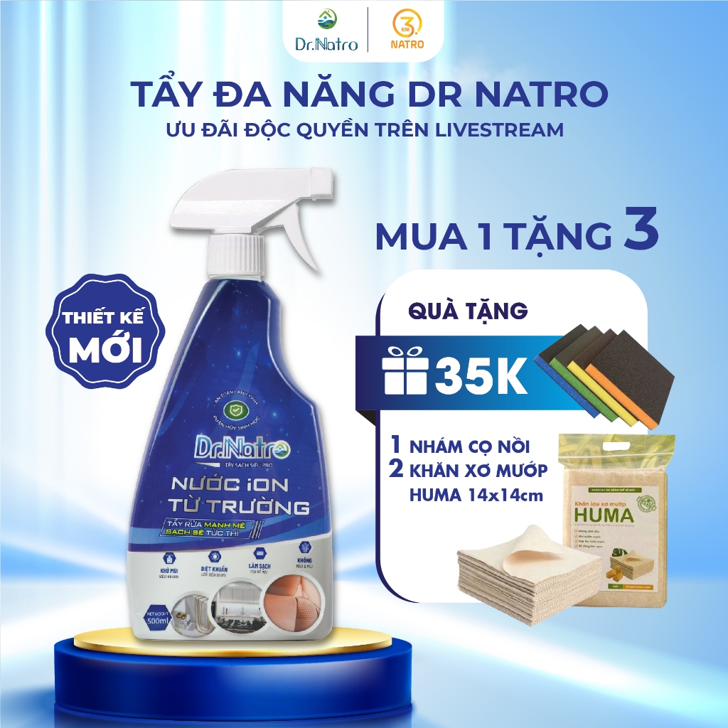 Tẩy đa năng Dr Natro tẩy xoong nồi cháy khét, tẩy dầu mỡ bếp ga, bếp điện, ghế da, rỉ sét inox sạch