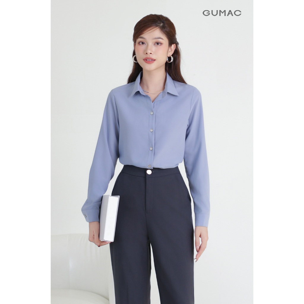 Áo Sơ Mi Nữ Tay Dài GUMAC Áo Kiểu Công Sở Lụa Mango Trơn Basic Mềm Mát Cao Cấp BAE00001 | BigBuy360 - bigbuy360.vn