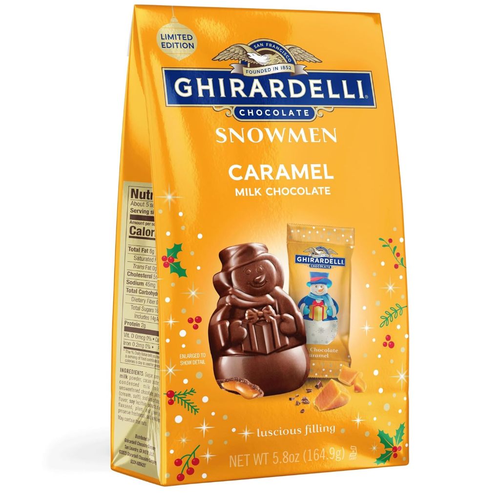 Kẹo Sô-cô-la Sữa Caramel Hình Người Tuyết GHIRARDELLI Milk Chocolate Caramel Snowmen, 5.8 oz Bag Pre