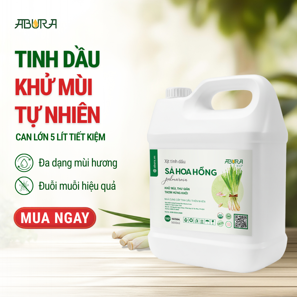 Tinh Dầu Khử Mùi & Thơm Phòng ABURA Can 5L - Chuyên Dùng Spa, Hotel | Siêu Tiết Kiệm
