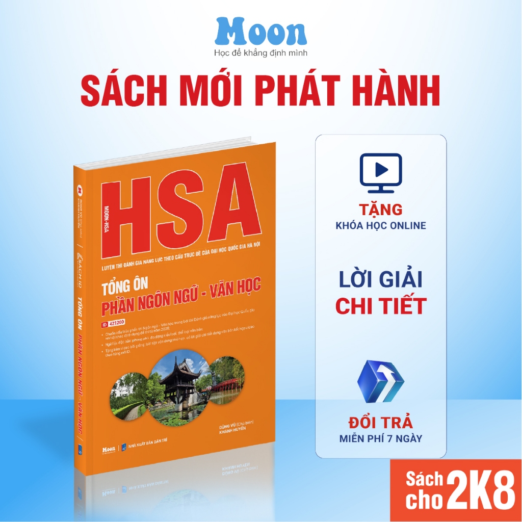 [HSA 2026] Sách ôn thi đánh giá năng lực Hà Nội Tổng ôn phần ngôn ngữ Văn Học Moonbook