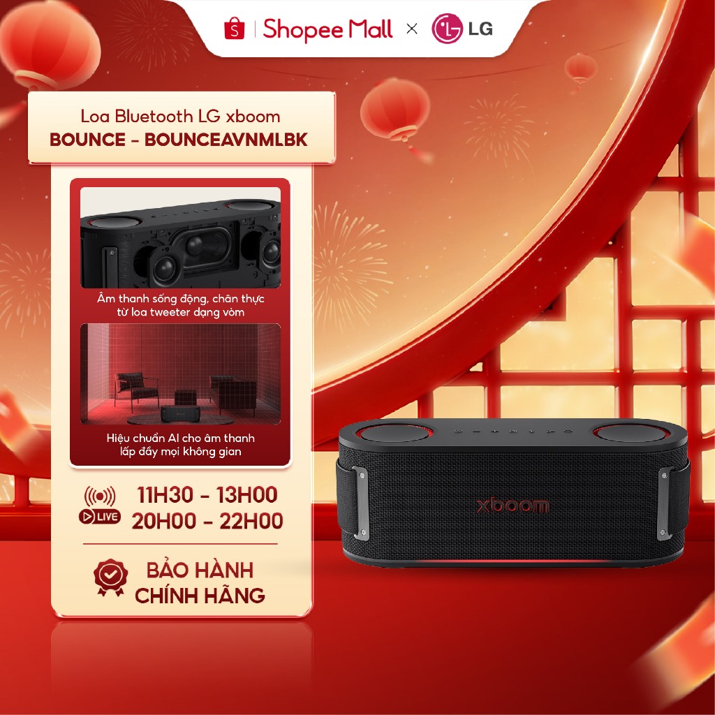 Loa Bluetooth LG xboom Bounce - BOUNCE.AVNMLBK, Loa bluetooth đa chế độ, Bảo hành Chính hãng 12 Thán