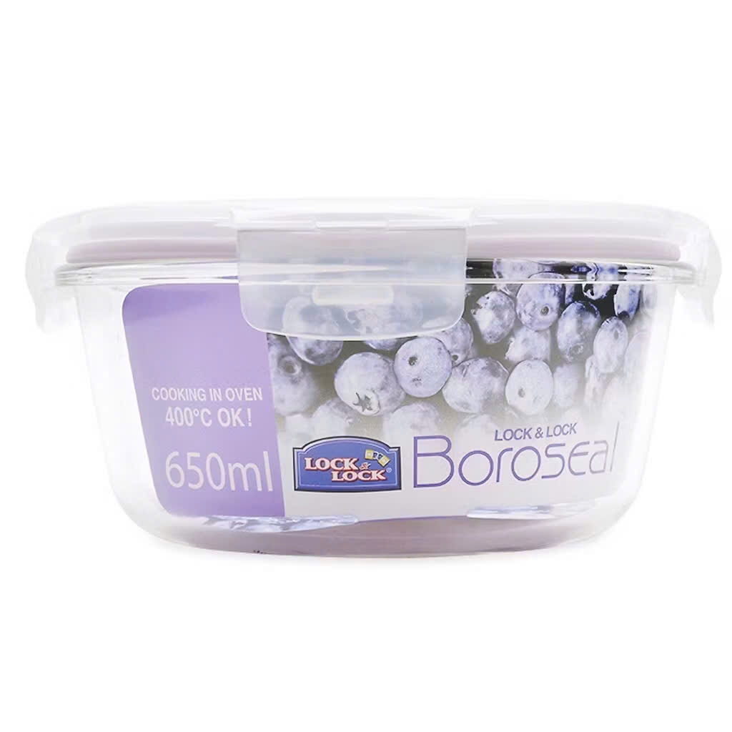 Lock&Lock Hộp Thủy Tinh Tròn LLG831 Borosel 950ml Chịu Nhiệt Tốt Cho Lò Vi Sóng Và Lò Nướng