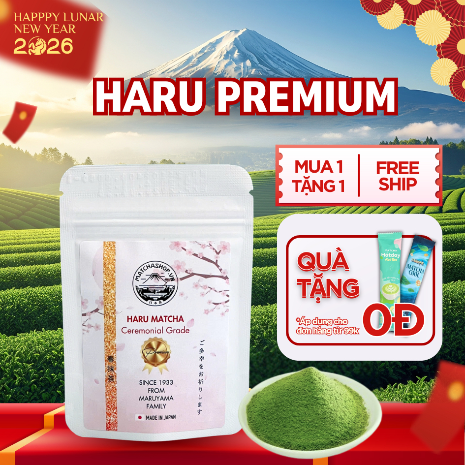 Túi refill Matcha Haru Premium gm85, Nhập Khẩu Nhật Bản