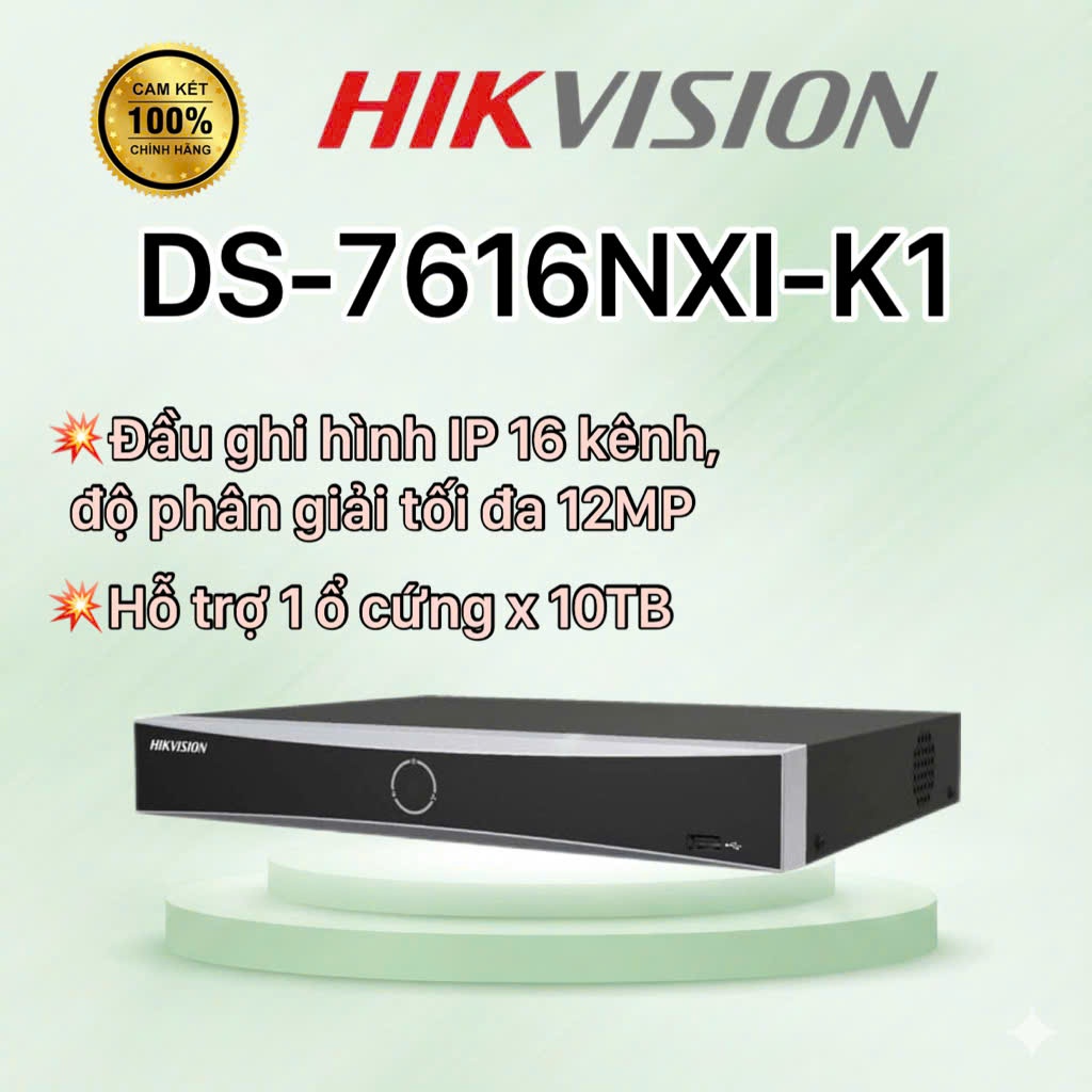 Đầu ghi hình IP 16 kênh AcuSense HIKVISION DS-7616NXI-K1 - KHÔNG KÈM Ổ CỨNG