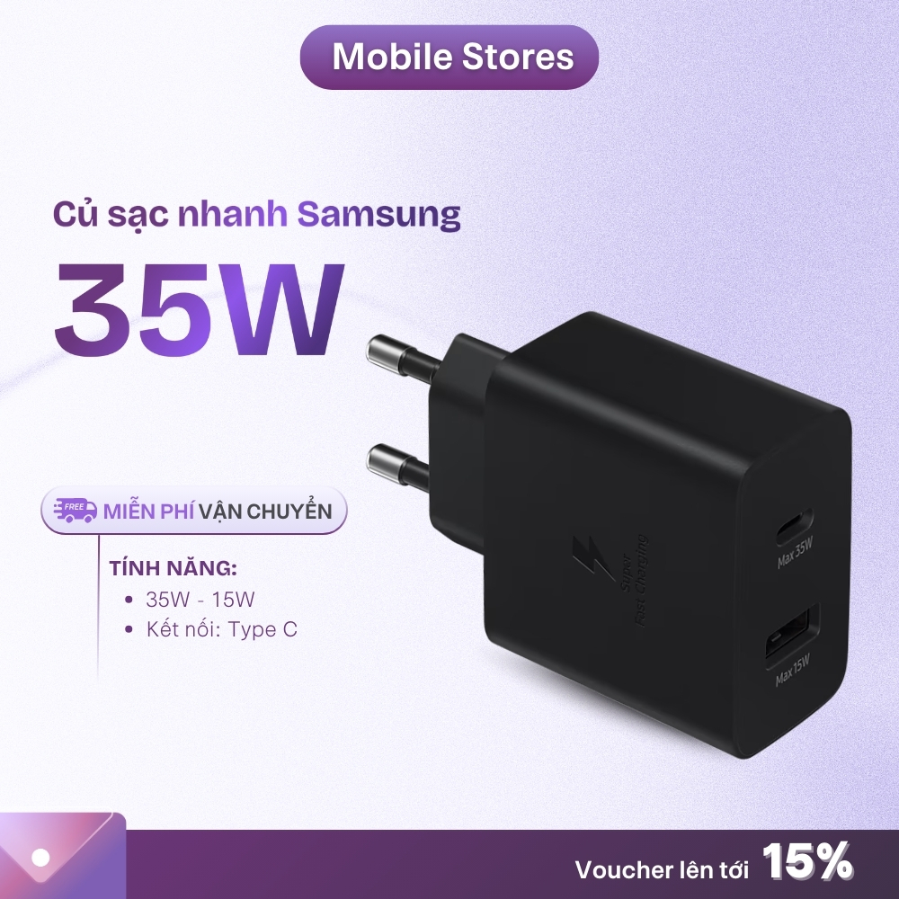 Củ Sạc Nhanh Samsung 35W ( 2 Cổng 15W, 35W ) Chính Hãng Nguyên Hộp