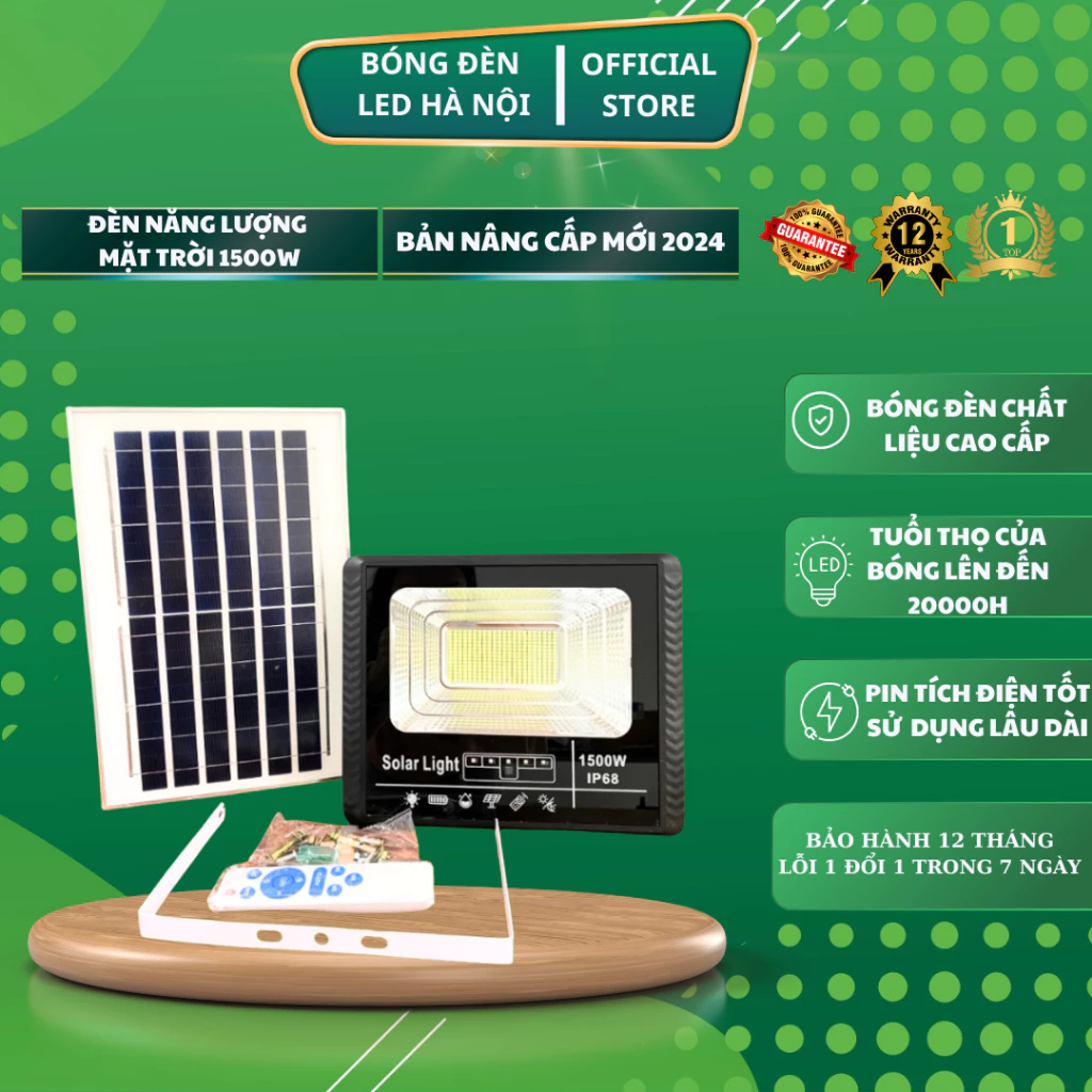 Đèn năng lượng mặt trời 1500w chống nước IP68 tiết kiệm điện đèn năng lượng siêu sáng