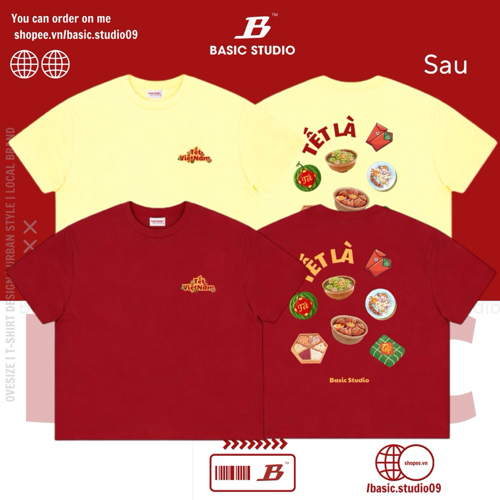 Áo Thun Boxy Unisex Chính Hãng “ Tết Này “ Basic Studio