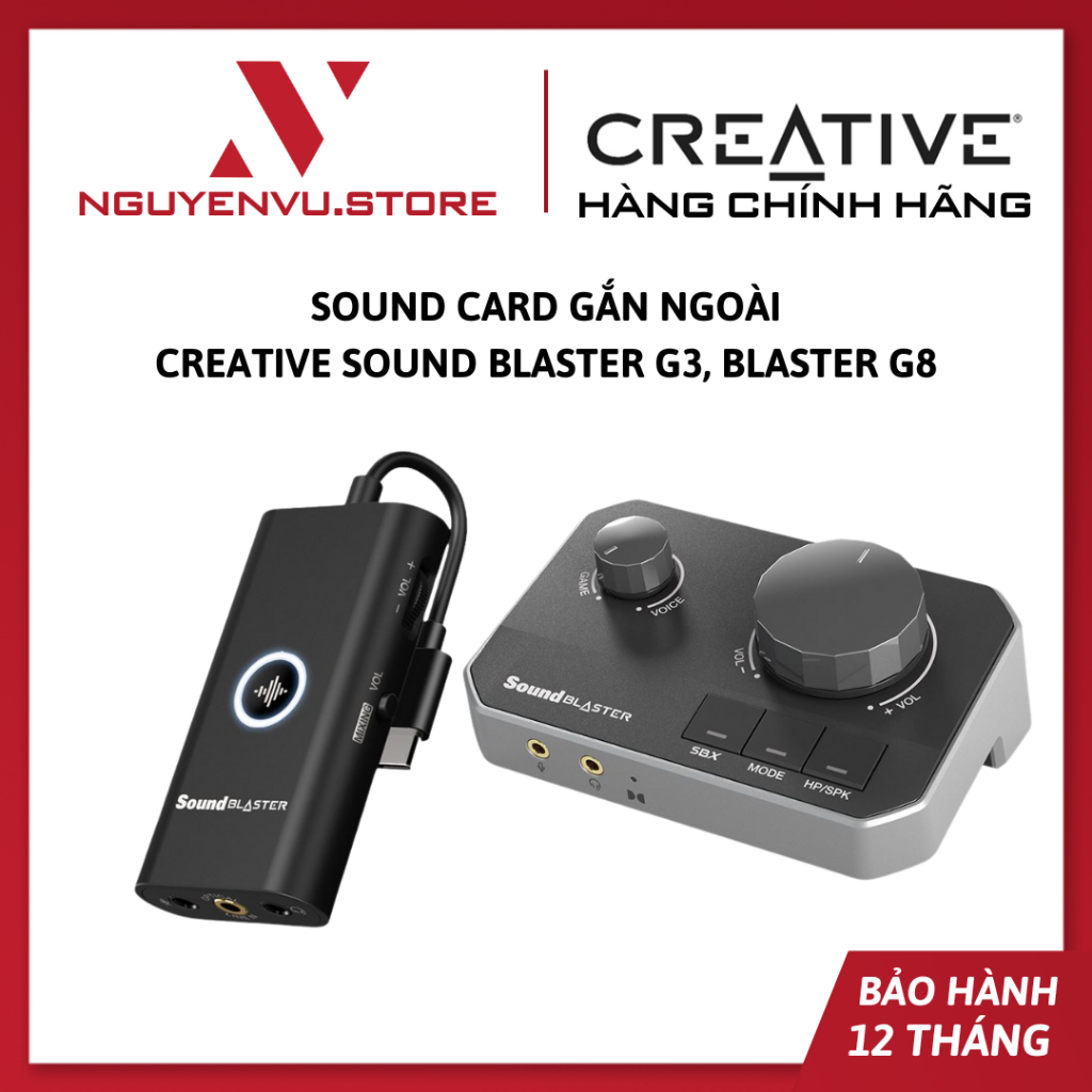 Sound card gắn ngoài CREATIVE Sound Blaster G3, Blaster G8 - Hàng chính hãng