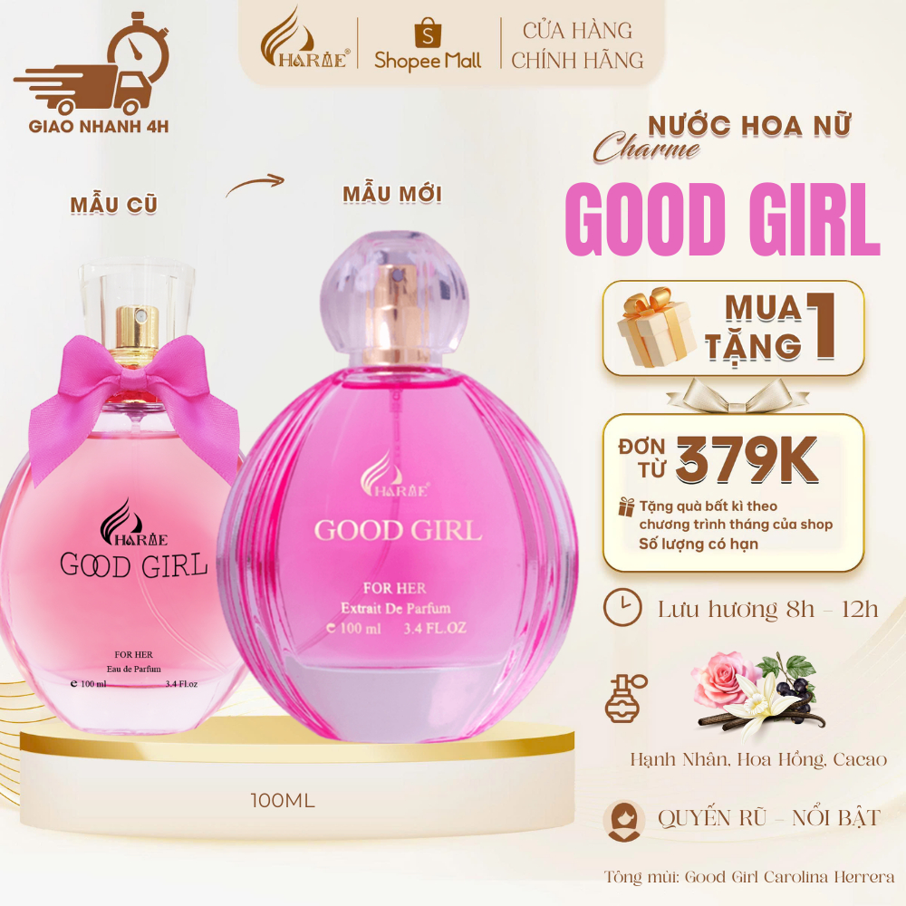 [Quà tặng người yêu, bạn gái] Nước hoa nữ CHARME Good Girl 100ml, Thơm Lâu, Ngọt Ngào, Chính hãng