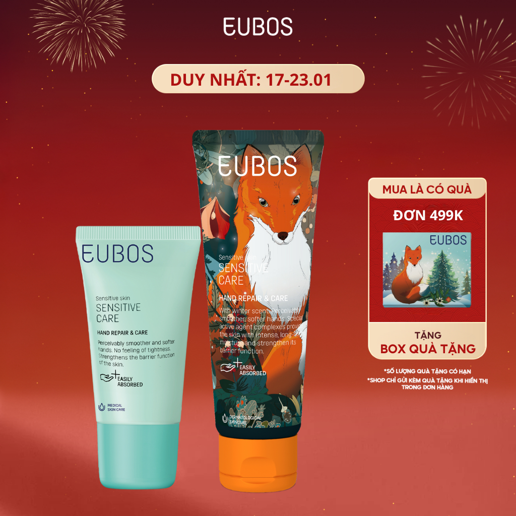 Combo 2 Kem Dưỡng Da Tay và Móng EUBOS Giúp Mềm Mịn, Dưỡng Ẩm Phù Hợp Cho Da Nhạy Cảm 25ml Và 75ml
