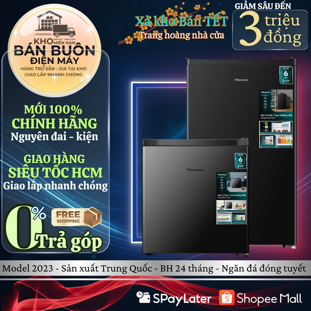 Tủ lạnh mini Hisense 45L–90L HR09DB | HR05DB nhỏ gọn, tiết kiệm điện, có ngăn đông