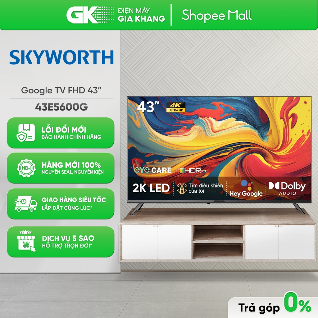 [Shopee - Lắp đặt 0Đ HN HCM] 43E5600G Full HD 43 Inch | 32E5600G HD 32 Inch Google Tivi Skyworth