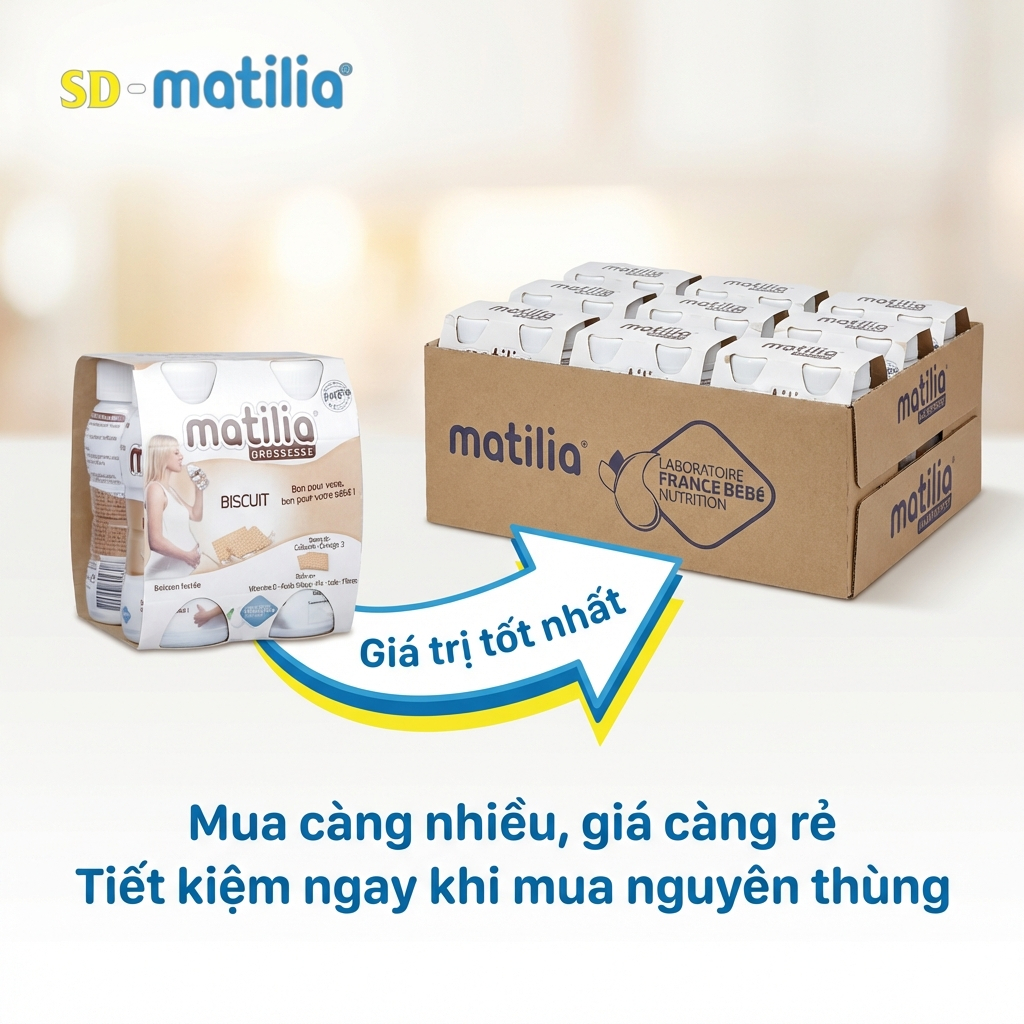 [Thùng 24 Chai] Sữa Bầu Matilia Grossesse Pháp Vị Bánh Quy (Biscuit) - Sữa Bầu Quốc Dân Nhập Khẩu, D