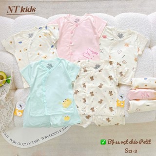 BỘ SƠ SINH CỘC TAY PETIT THUN LẠNH cao cấp NTKIDS CÚC LỆCH nhiều màu, nhiều họa tiết phong cách Hàn Quốc cho bé 3-9kg