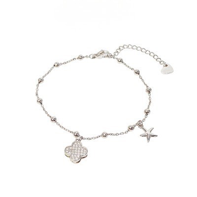 Vòng tay nữ Lucky Four Leaf Star Silver Bracelet