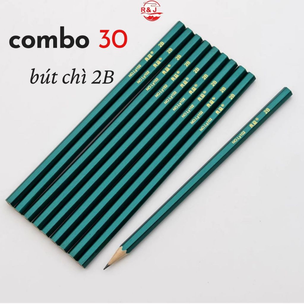 ''CHUYÊN SỈ'' Combo 30 Bút chì 2B HB Bút chì Gôm tẩy BÚT BI gỗ thân thiện với môi trường