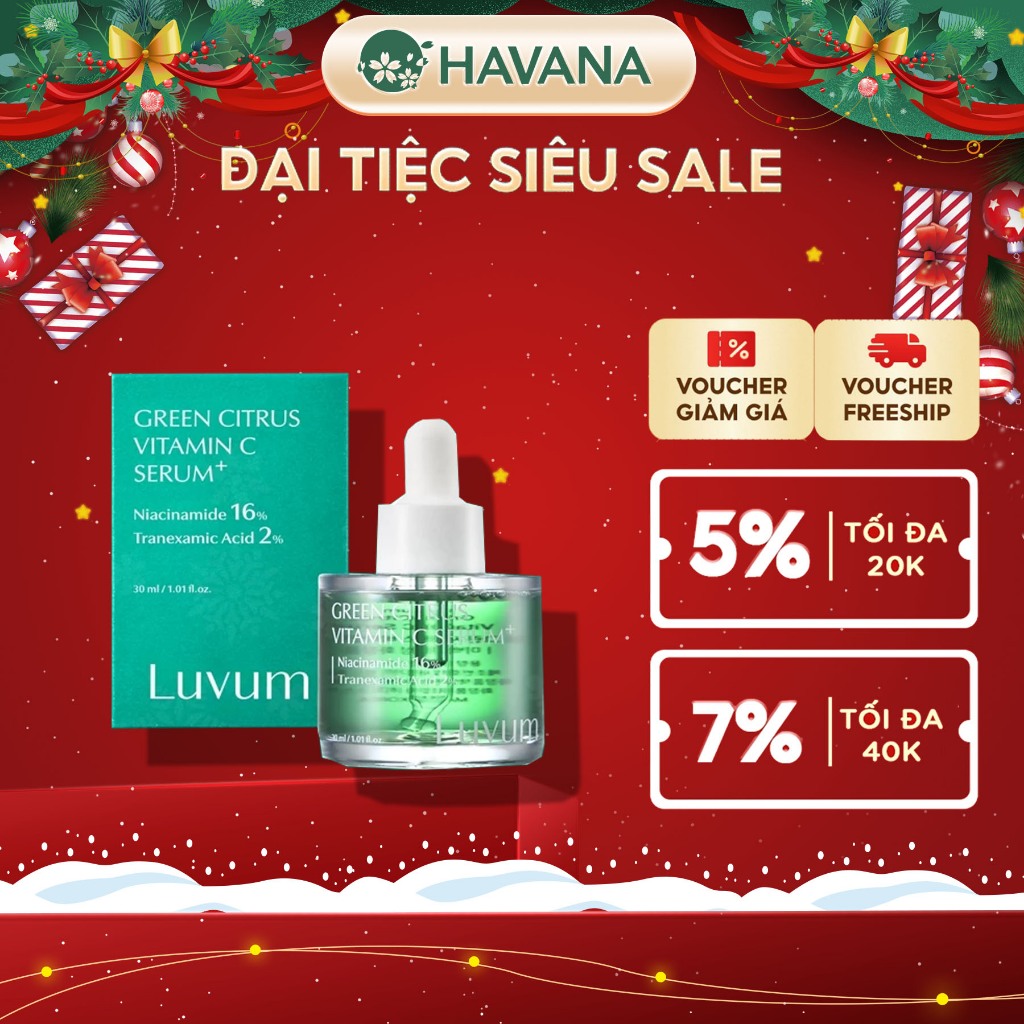 Tinh chất Luvum Green Citrus Vitamin C+ Niacinamide 16% Tranexamic 2% Serum Dưỡng Trắng 30ml