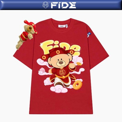 Áo thun FIDE JoyBear Thần Tài unisex form rộng nam nữ local brand cổ tròn oversize JoyBear - AT242 (Kèm Gấu)