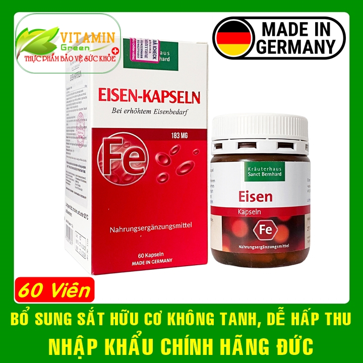 Eisen Kapseln viên uống bổ sung sắt hữu cơ gluconat dễ hấp thu không tanh | Nhập khẩu chính hãng Đức
