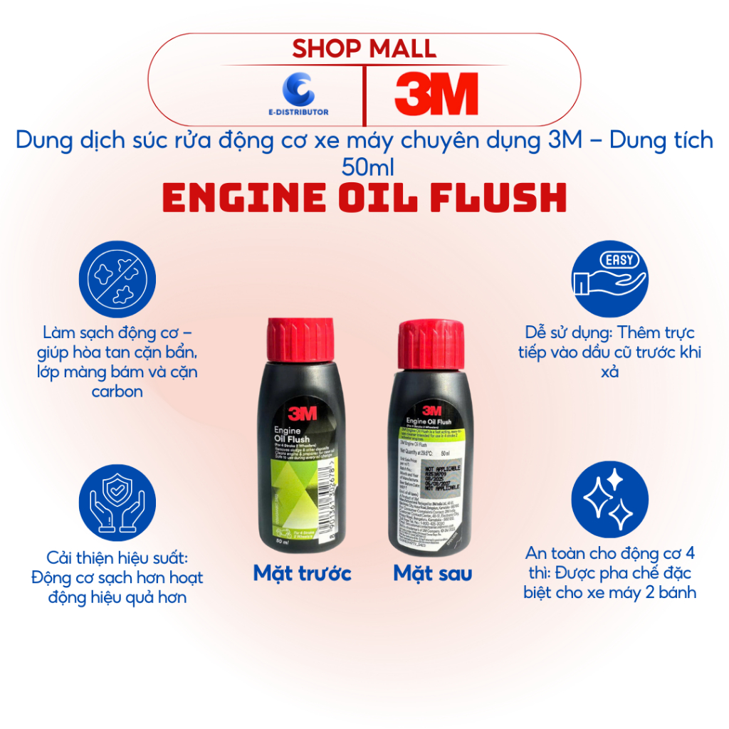 [HỎA TỐC] Dung dịch súc rửa động cơ xe máy chuyên dụng 3M Engine Oil Flush - Dung tích 50ml