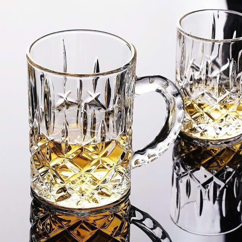 Bộ 12 ly uống bia kim cương ly thuỷ tinh WH20246029/ 12 ly thuỷ tinh  420ml có quai dày dặn, đẹp, uố