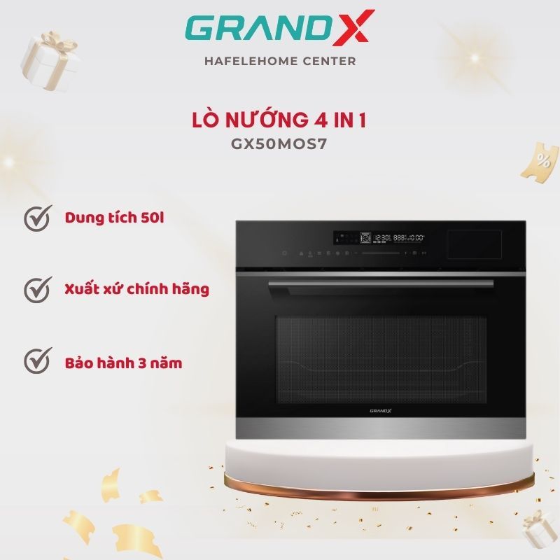 Lò Nướng Tích Hợp Lò Vi Sóng Và Nồi Chiên Không Dầu Grandx GX50MOS7 - 3 Trong 1 Đa Năng