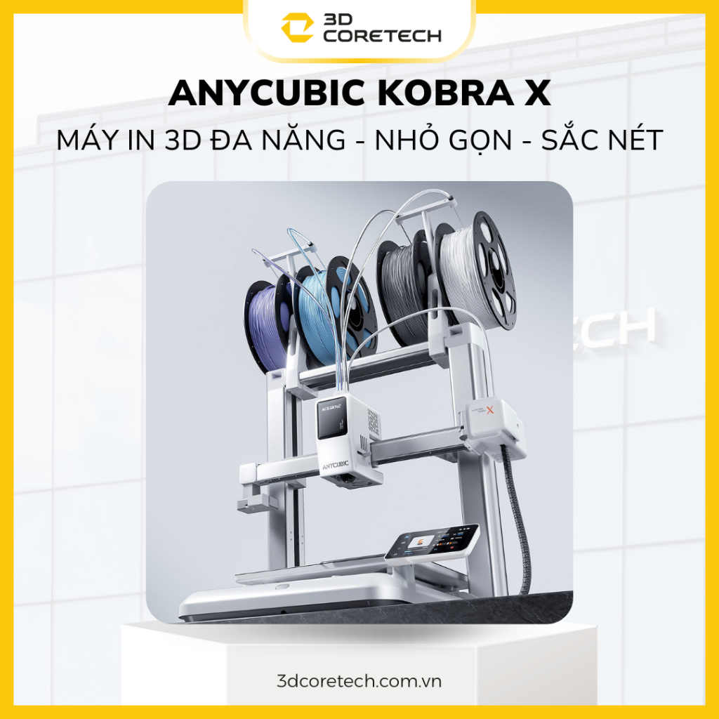 Anycubic Kobra X Máy In 3D FDM Đa Màu | 4 Color Built‑in | 260³ | In nhanh 300–600mm/s | 3D CoreTech