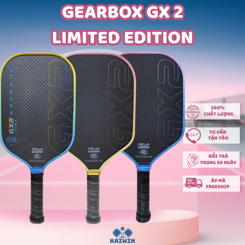 [CHÍNH HÃNG] Vợt Pickleball Gearbox GX2 Power Hybrid Yellow Pink CarbonRibCore™ Hỗ Trợ Spin & Lực Đá