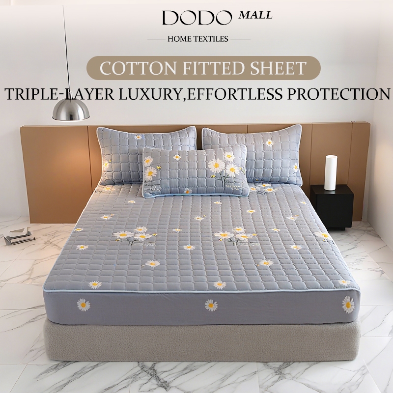 DODO Ga giường 1m8x2m cotton bông 3 lớp Chống tĩnh điện chống ve kháng khuẩn