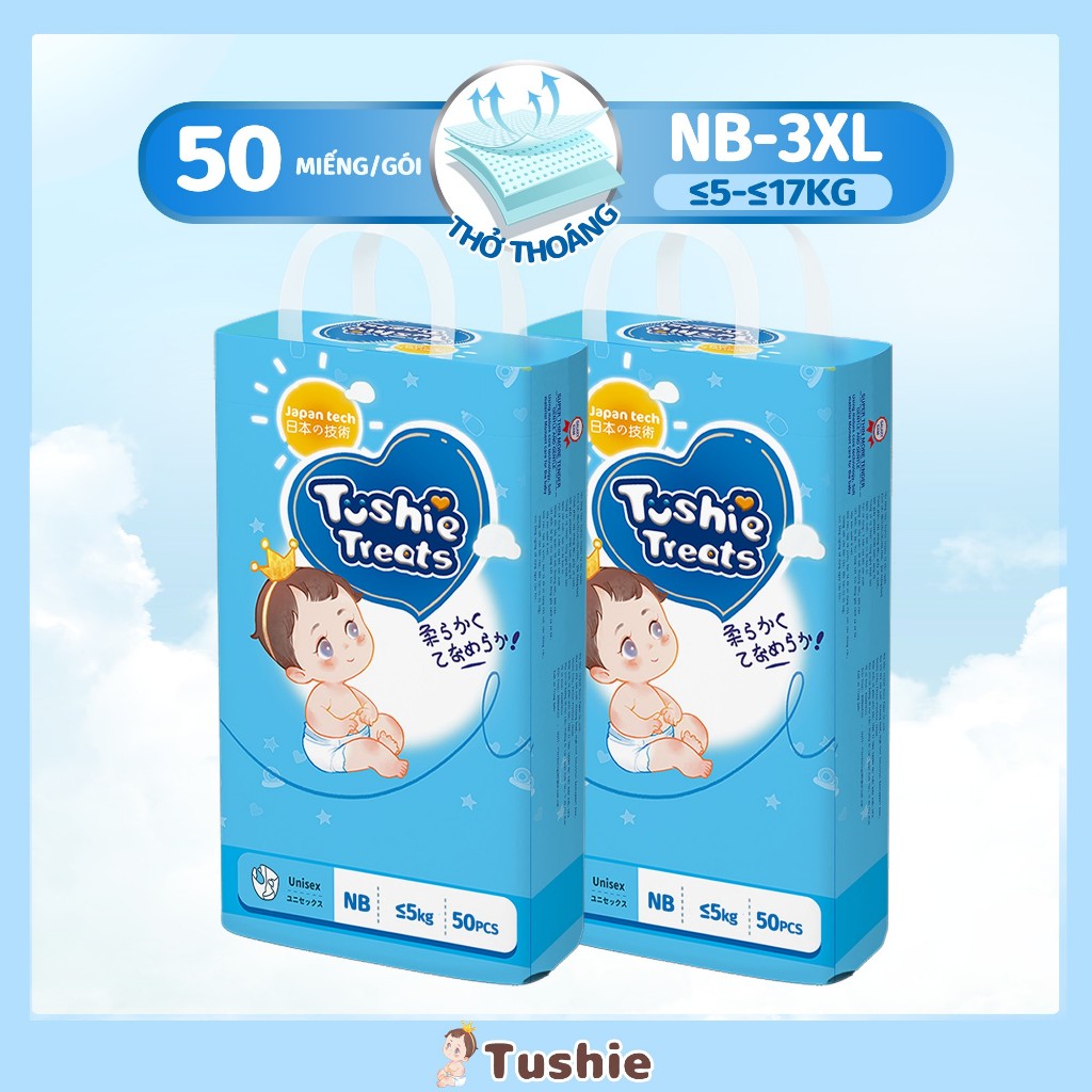 Tã bỉm Tã quần Tushie Treats cho bỉm em bé Công nghệ Nhật bản ôm sát thấm hút thông thoáng NB/S/M/L/XL/XXL/XXXL