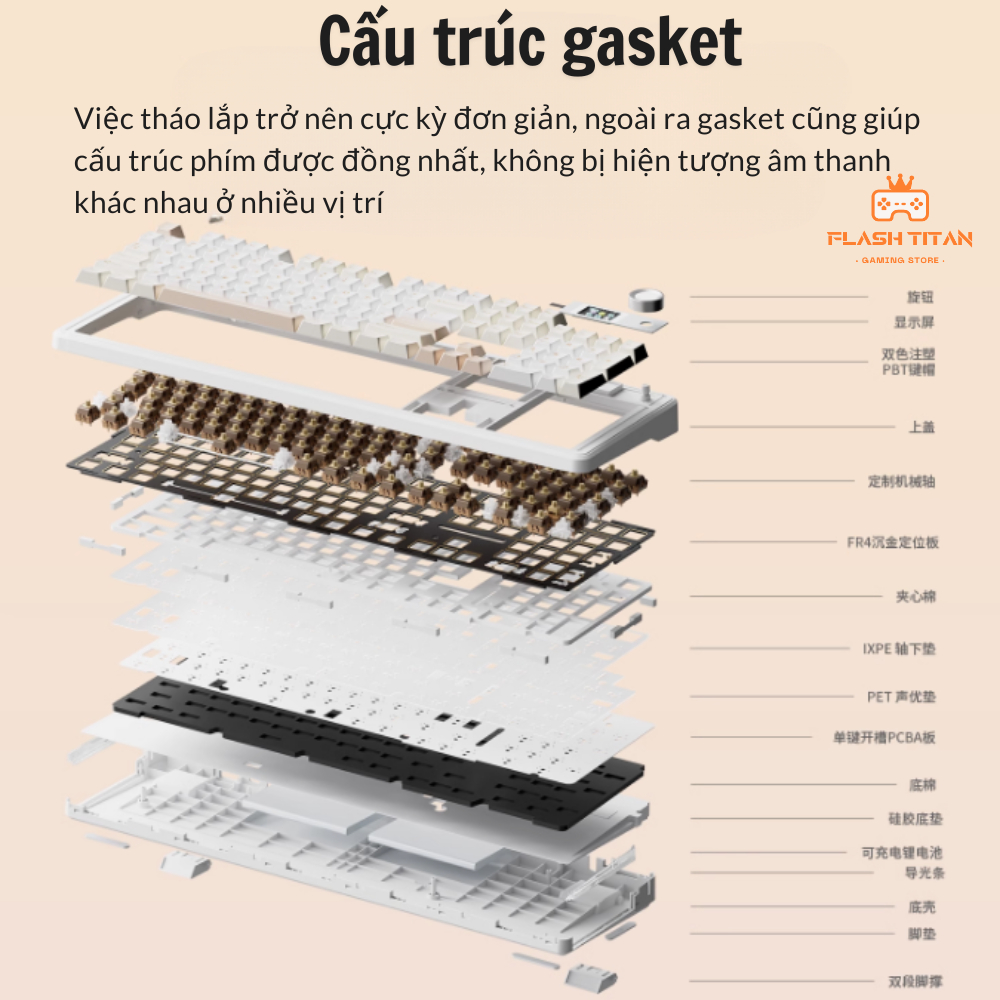 Bàn phím cơ Full size F108 - Màn hình led và núm xoay - Hỗ trợ hotswap - LED RGB - bảo hành 24 tháng | BigBuy360 - bigbuy360.vn