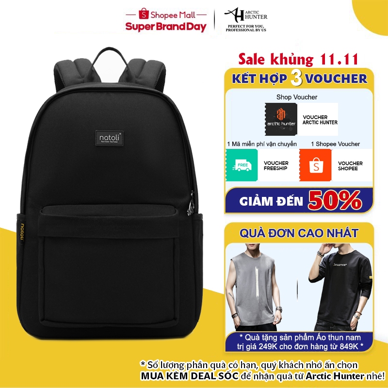 Balo Laptop NATOLI Basic Backpack B2 – Chống Nước, Đựng Laptop 11–15.6″, Phong Cách Thời Trang