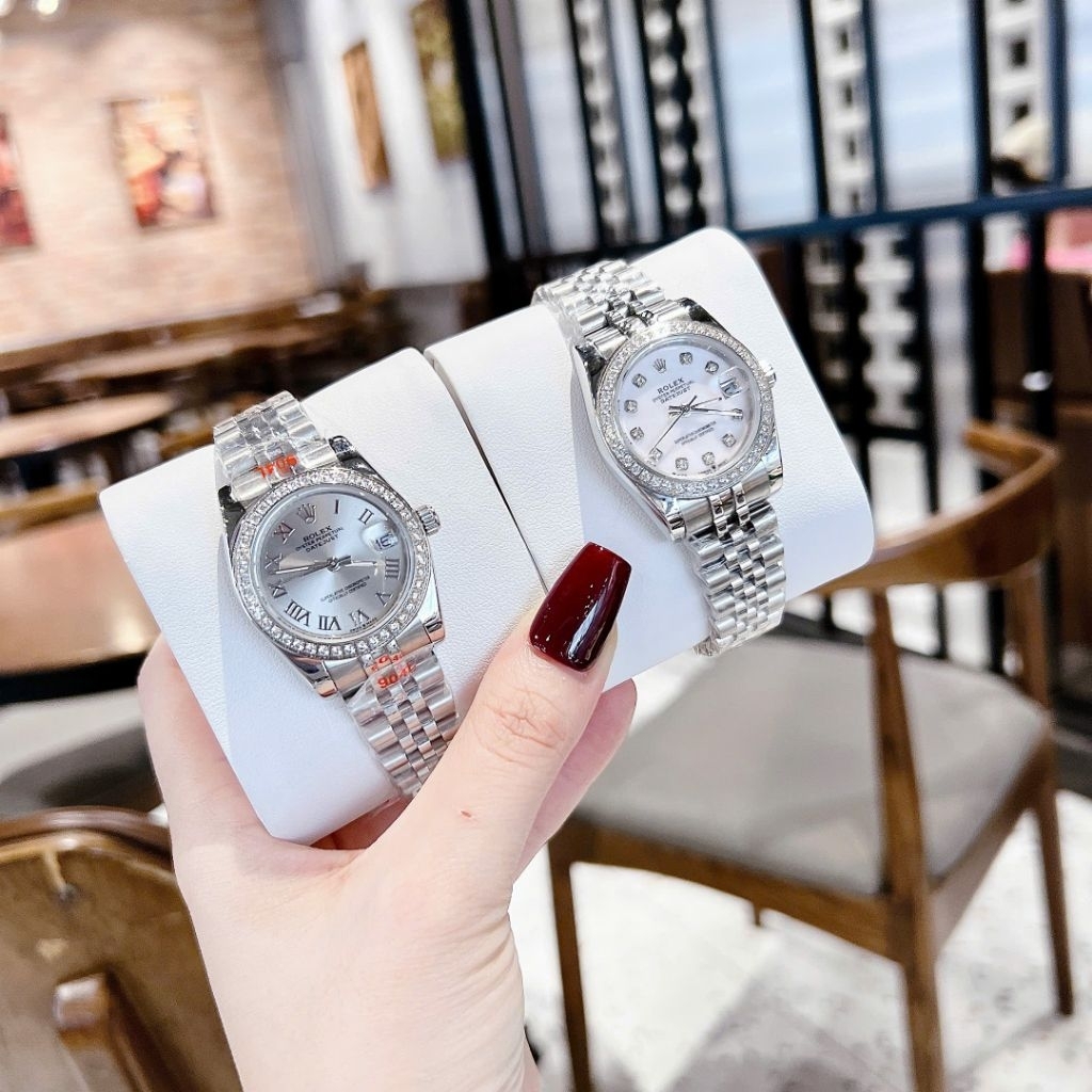 Đồng hồ nữ, đồng hồ đeo tay Rolex nữ viền đá cao cấp, full hộp, quà tặng sang trọng đẳng cấp