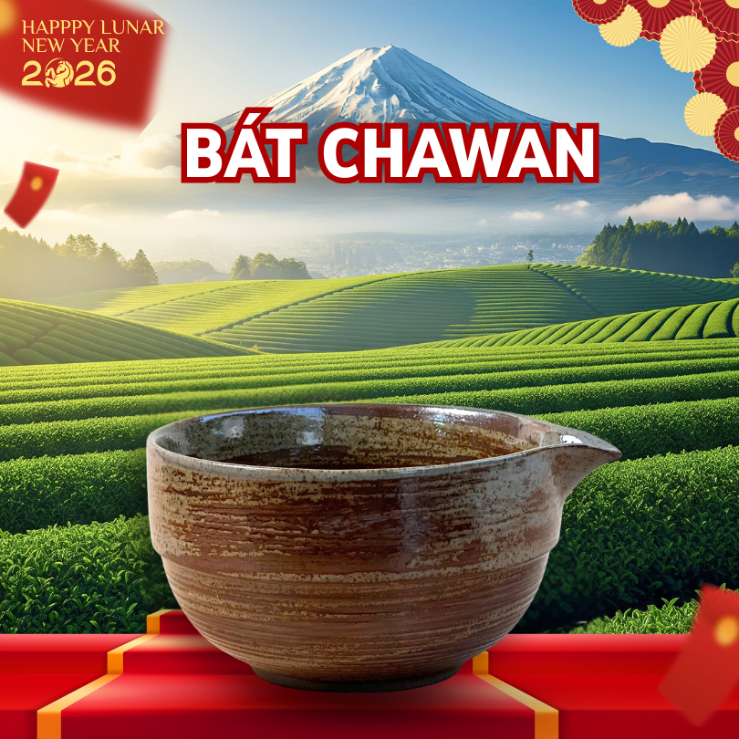 Bát chawan đánh matcha có vòi tiên lợi