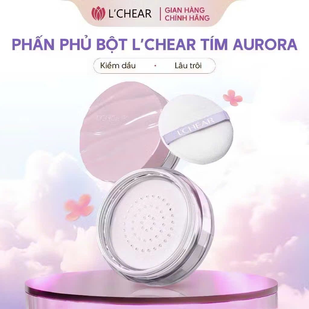 [Pass KOC 99%][Đã Mở Seal] ￼Phấn phủ bột LCHEAR Tím Aurora, phấn phủ bắt sáng, kiềm dầu, mỏng nhẹ, l