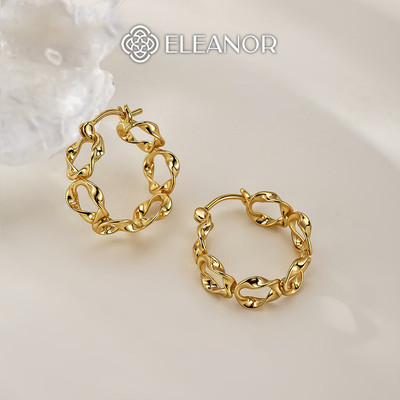 Bông tai nữ chuôi bạc 925 Eleanor Accessories vòng xoắn cá tính phụ kiện trang sức khuyên tai 11262