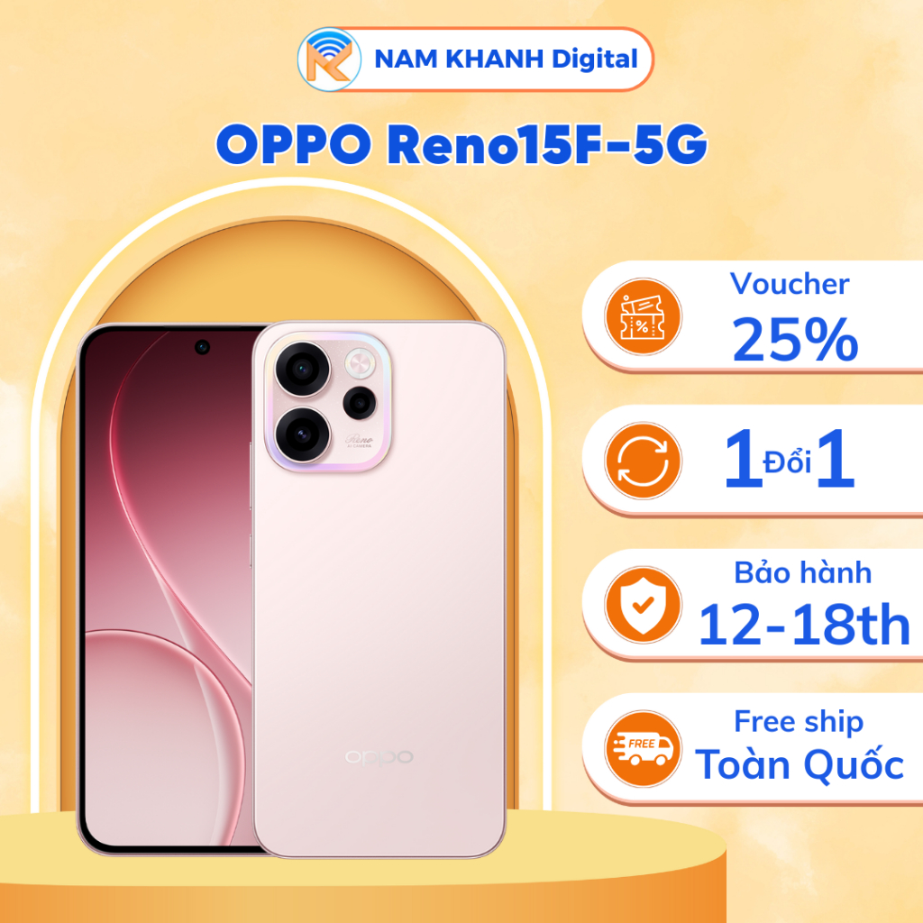 Điện thoại OPPO Reno 15F 5G - (8/256GB) - Camera chính 50MP - Màn hình AMOLED - Nam Khanh Digital