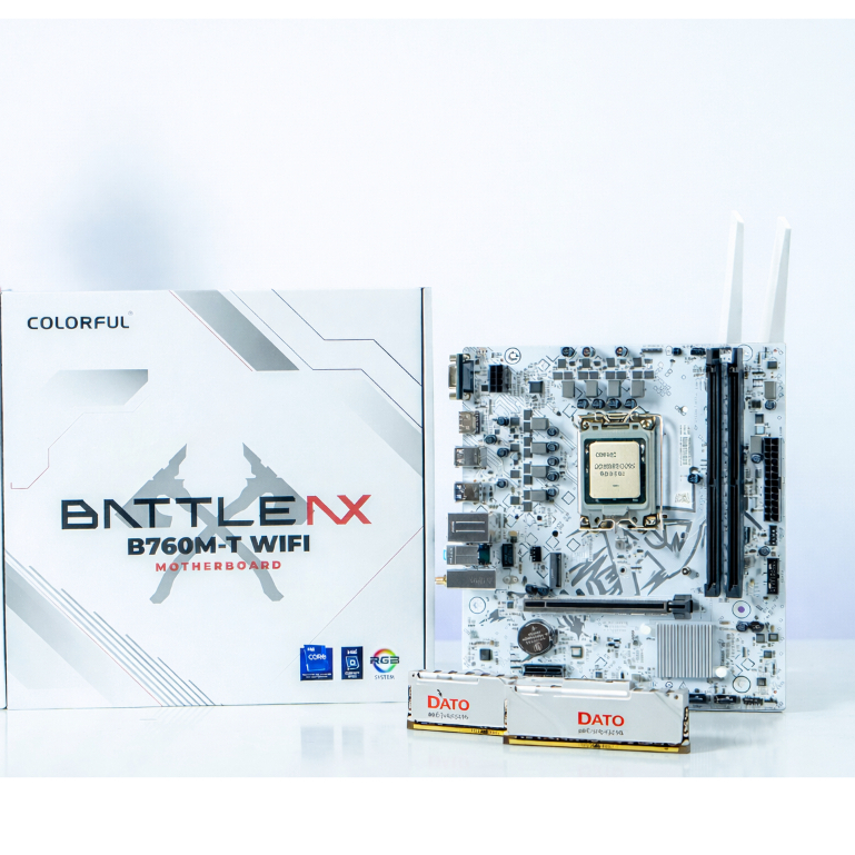 Combo Main B760 Battle Ax Colorful Wifi White + CPU I5 12400F + Ram DDR4 16G 3200 bảo hành 36T