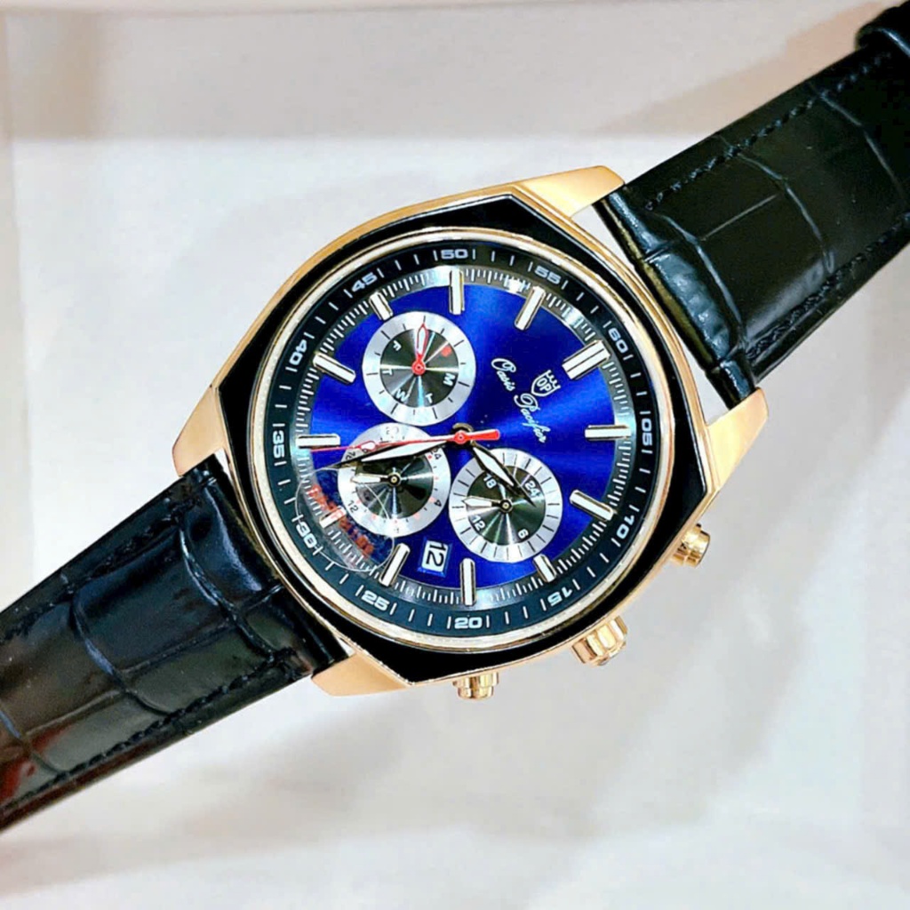 Đồng hồ nam OP 3619G oasis pacifier kính shaphire dây da size 42mm new 2025