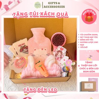 Bộ quà tặng túi chườm 350ml combo quà tặng bạn gái 8/3 giáng sinh, sinh nhật, valentine kèm thiệp hộp quà túi xách