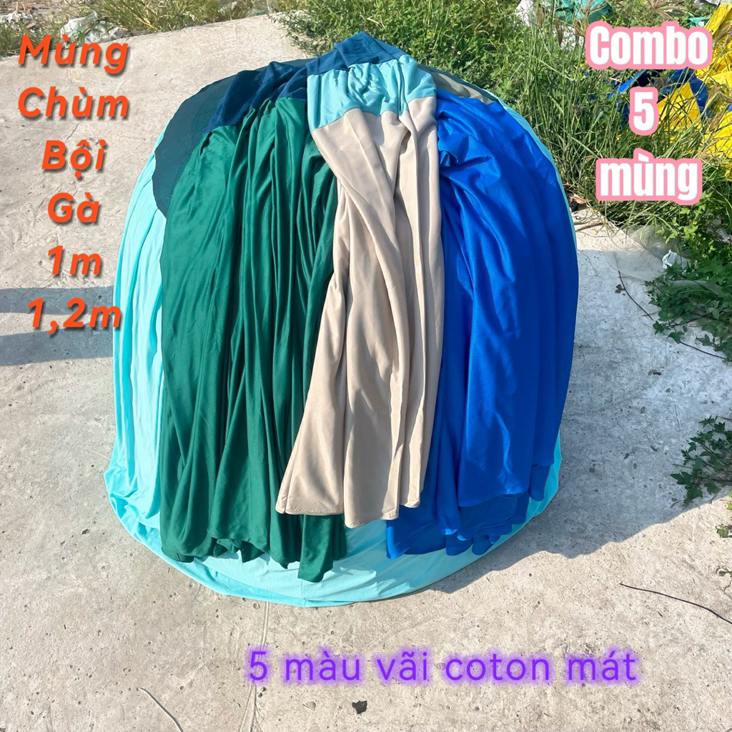 Combo 5 cái mùng gà chùm cho lồng bội 1,2m và 1m, mùng màn bội gà coton mát