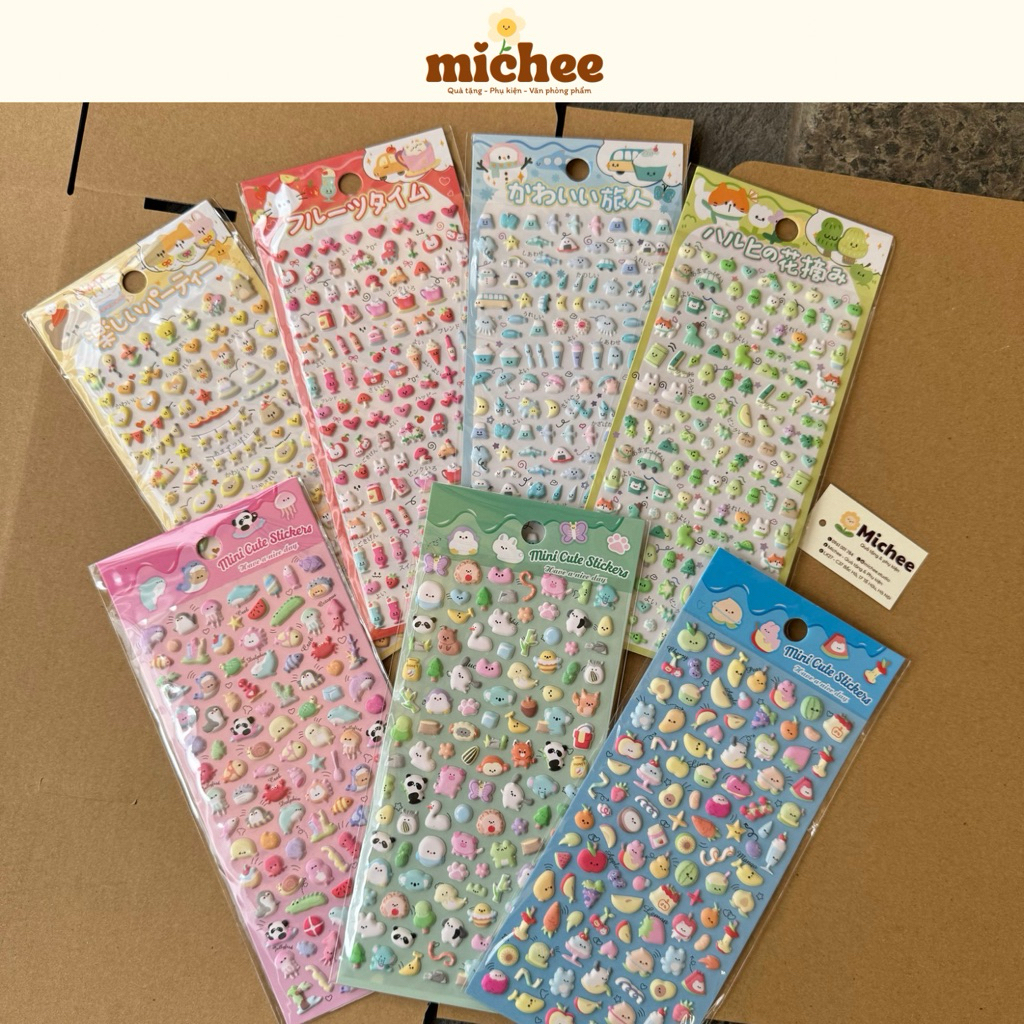 Sticker nổi 3d mini cute, miếng dán trang trí - michee.studio