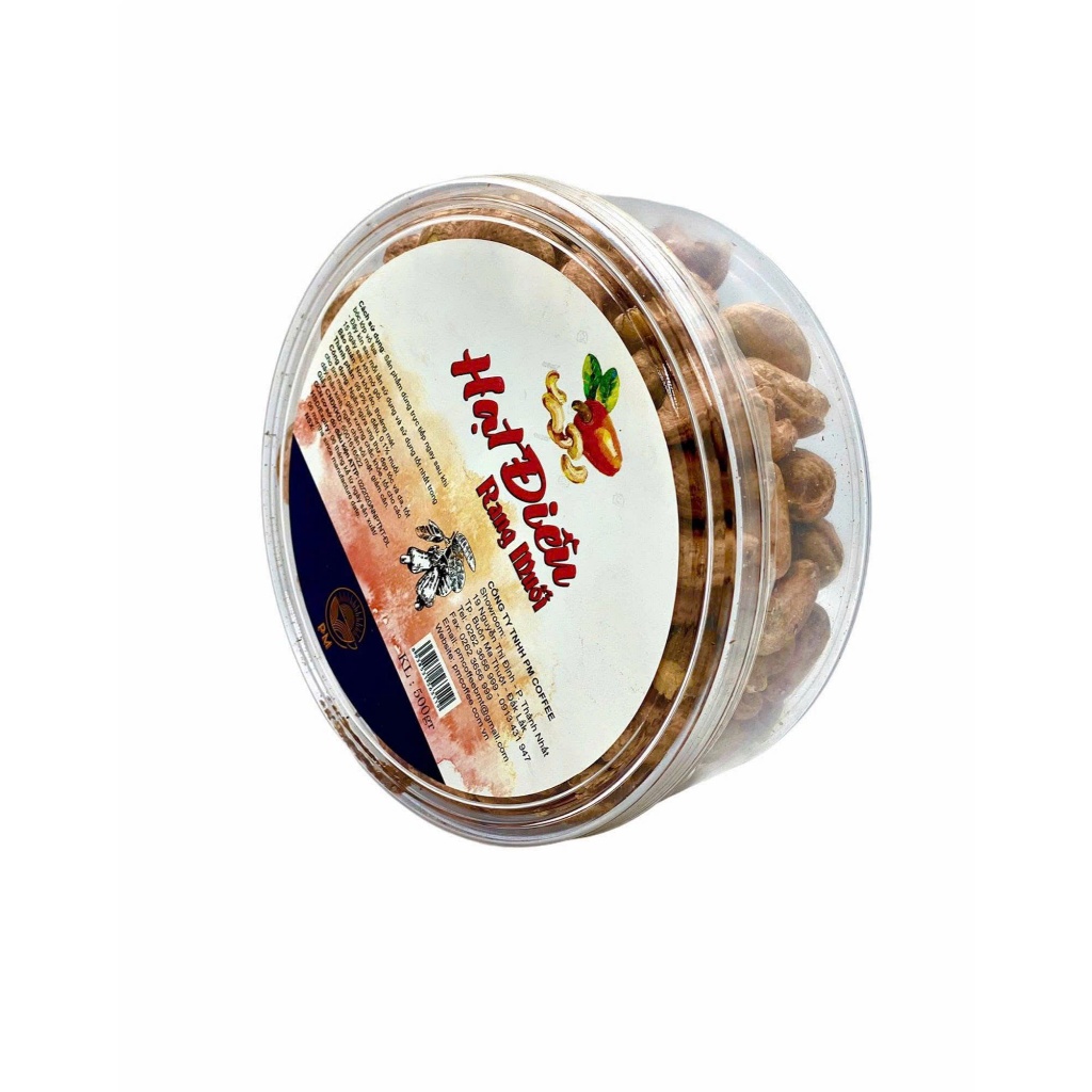 Hộp 500Gr điều rang muối PM Coffee, đặc sản Daklak