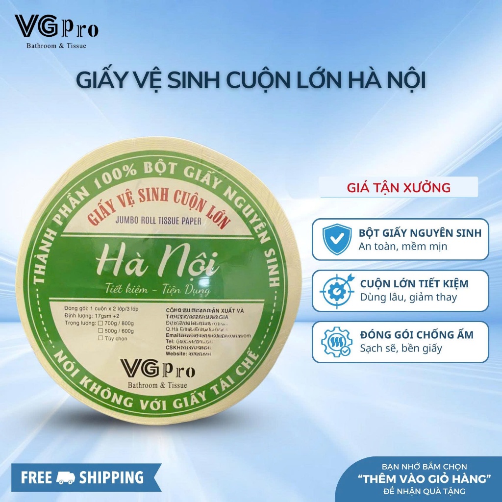 Giấy Vệ Sinh Cuộn Lớn Hà Nội Cao Cấp 2 Lớp Mềm Dai Cuộn To Công Nghiệp Giá Tận Xưởng