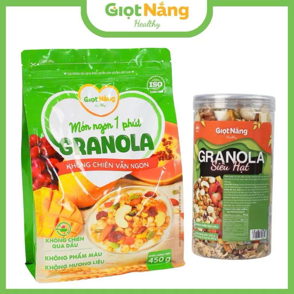 Combo 1 Túi Granola Mới + 1 hộp Granola Siêu Hạt Premium với các loại hạt ngon và lành Từ Nông Sản G