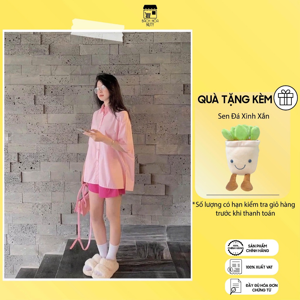 Set Đồ Nữ Undercool Áo Sơ Mi Tay Lở Kèm Quần Hồng Lưng Chun